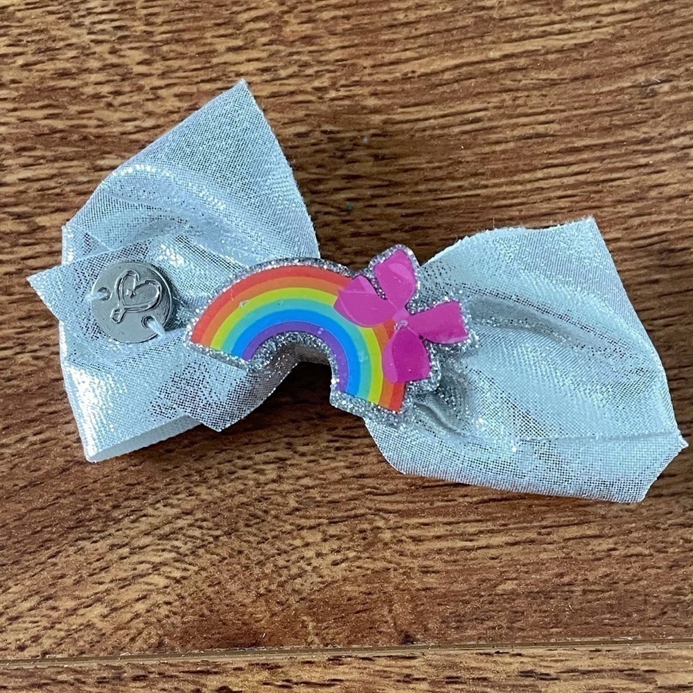 Silver Rainbow Bow Hair Clip